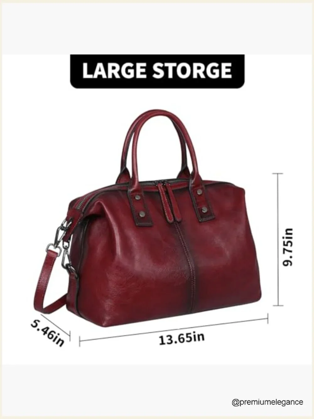 Vintage Genuine Leather Satchel Tote Bag Large Capacity Crossbody Shoulder